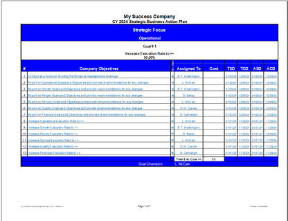 Goal 1 Strategic Business Action Plan