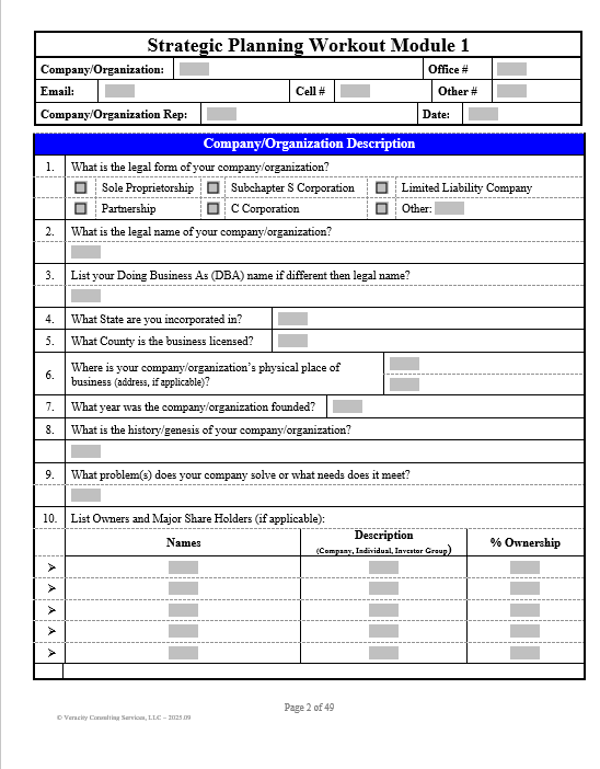 Strategic Planning Workout Modules