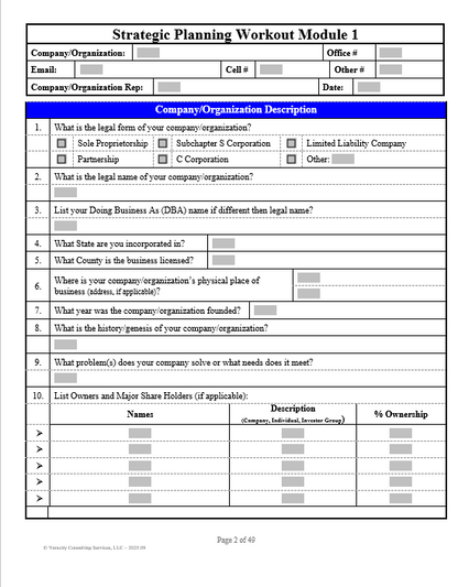 Strategic Planning Workout Modules