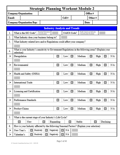 Strategic Planning Workout Modules