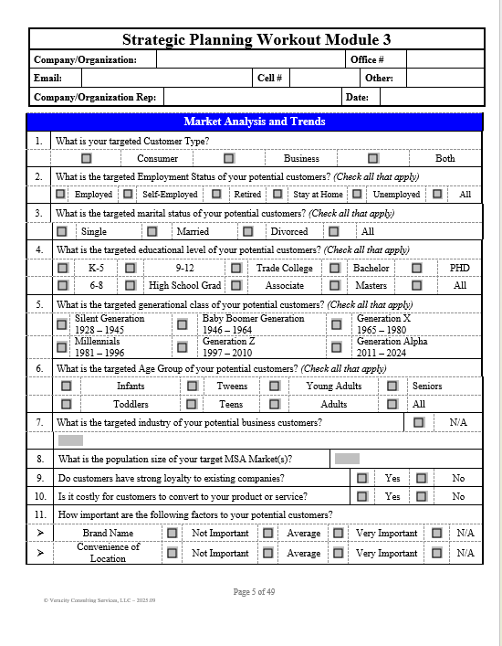Strategic Planning Workout Modules