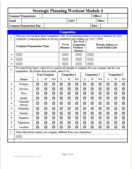 Strategic Planning Workout Modules
