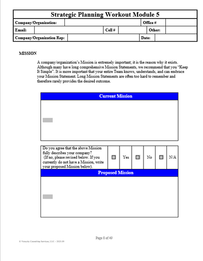 Strategic Planning Workout Modules
