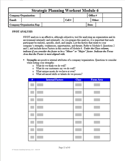 Strategic Planning Workout Modules