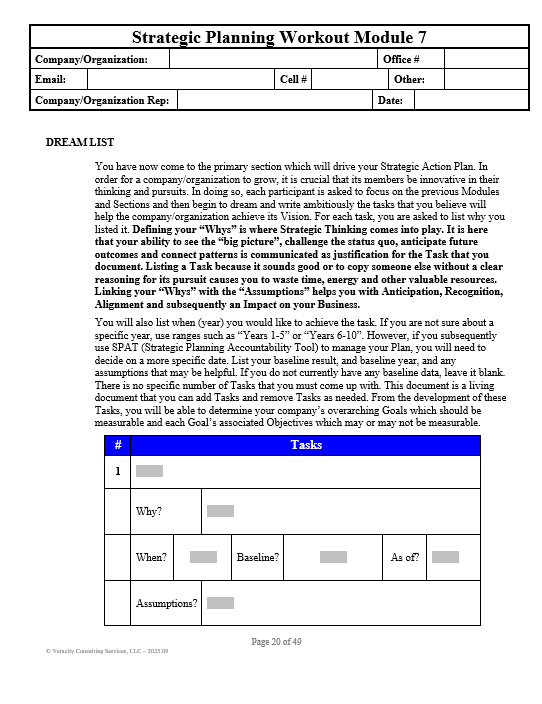 Strategic Planning Workout Modules
